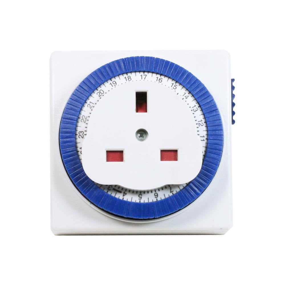 Timer Switch Square | 24 Hour Segment Timer Light Switch | White Plug|