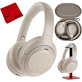 Sony WH-1000XM4 Wireless Premium Noise Canceling Overhead Headphones with Mic for Phone-Call and Alexa Voice Control, Silver WH1000XM4 Bundle with Deco Gear Pro Audio Headphone Stand