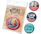Marsh Enterprises - 4-Pack Hillary Clinton Tim Kaine Pin Buttons - 2016 with Modern Photo Jugate and Signature