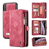 iPhone XR Wallet Case,Zttopo 2 in 1 Leather Zipper