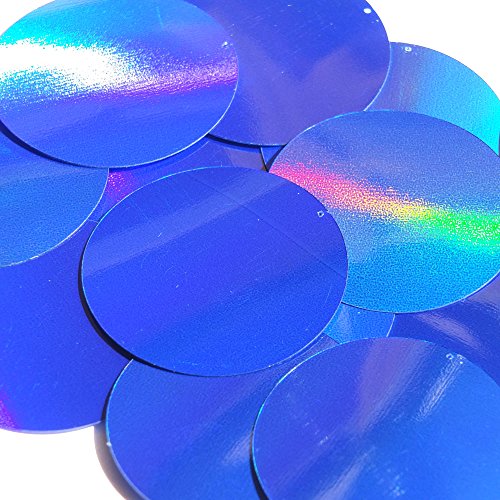 Blue Lazersheen Round 50mm Couture Sequin Paillettes. Made in USA. Loose sequins for embroidery, bridal, applique, arts, crafts, and embellishment.