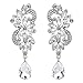 BriLove Women's Bohemian Boho Crystal Flower Wedding Bridal Chandelier Teardrop Bling Dangle Earrings