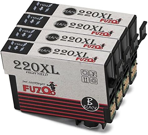FUZOO 220XL Comaptible Ink Cartridges Replacement for 220 ink, High Yield 4 Black, for Workforce WF-2630 WF-2650 WF-2660 WF-2750 WF-2760, Expression Home XP-320 XP-420 XP-424 Printer