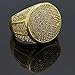 L & L Nation Men HQ 14K Gold Tone Round Side CZ Hip Hop Ring Sizes 7-12