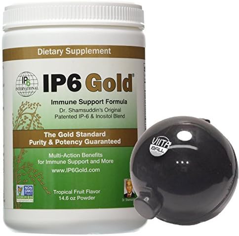 Dr. Shamsuddin's Original IP-6 - Gold Immune Support Formula With Stevia Tropical Fruit Flavor - 14.6 oz - Viita Ball Bundle by IP6 International