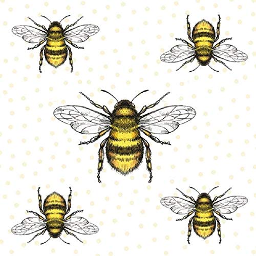 CraftyThings 4 x Paper Napkins Bees Ideal for Decoupage/Napkin Art