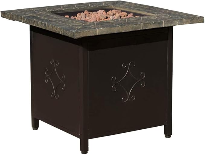 Square Propane Fire Pit in Cast Iron Finish Garden & Outdoor