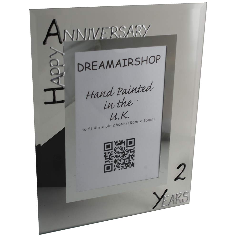 2nd Year Wedding Anniversary Photo Frame (P) (Black/Silver)