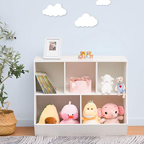 HOOBRO Kids Bookshelf, Bookcase Footboard, Toy Storage Cubby, Children