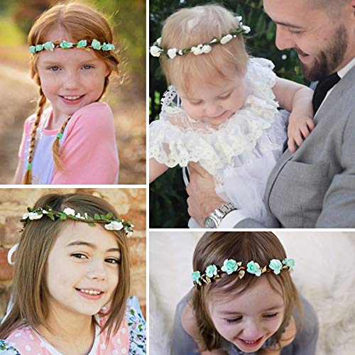 Shells 5PCS Multicolor Daisy Bohemian Flower Headband Crown Hair Wreath Bridal Headpiece with Adjustable Elastic Ribbon