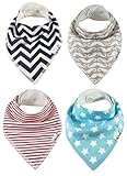 Baby Bandana Bibs by ZELDA MATILDA Extra Long Absorbent Adjustable Bib Made of Organic Cotton and Fleece, for Teething Drool and Feeding - A Must Buy To Keep Baby's Clothes and Neck Dry (4 Pack)