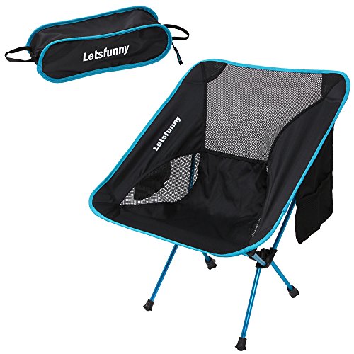 LetsFunny Folding Camping Chair Portable Lightweight Backpack Chairs Compact Heavy Duty with Carry Bag for Hiking Picnic Beach Camp Backpacking Outdoor Festivals (Sky Blue)