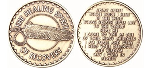 Healing Spirit Of Recovery Native American Bulk Lot of 25 Medallions Chips Bronze Great Spirit Prayer