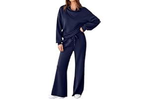 Aleumdr Women's 2 Piece Outfits Lounge Set Mock Neck Long Sleeve Sweatshirt With Wide Leg Pants Sweatsuit Fall 2025