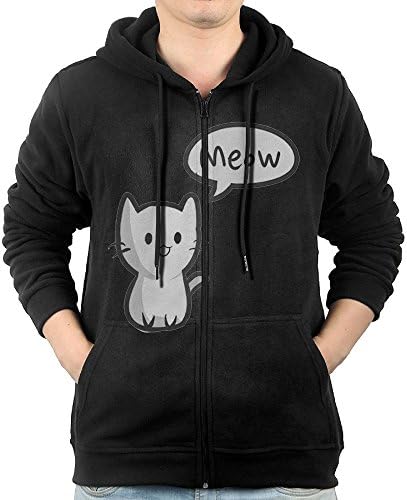Meow Meow Cat Sweater Shirt Zipper Jacket Sun Casual Hoodie For Mens Fit Running Black Small