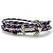 SWEETIE 8 Unisex Men's Women's Silver Nautical Anchor Nylon Rope Bracelet - Navy Blue