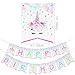 WERNNSAI Unicorn Party Decoration Kit - Magical Unicorn Themed Party Supplies for 1st Birthday Baby Girl Including Pastel Banner, Hanging Swirl, Latex Balloon, Giant Number “1” Foil Balloon