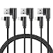 Right Angle Phone Cable 3pack of 3ft 6ft 10ft Black Fast Charger Nylon Braided Data Cord 90 Degree Elbow for Game Video Compatible with Phone,Pad, Pod and More