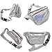 RedOrbis Plus Size Fanny Pack for Women with Extender - Holographic Fanny Pack for Sport Outdoor Travel Hiking - Extra strap Adjustable Belt - 3 Pockets Water-Resistant (silver holographic)