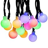 ApexPower Solar Powered Outdoor String Lights, 50LEDs Waterproof Globe Ball Christmas Lights for Garden, Patio, Yard, Home, Trees, Paties, Holiday Decorations(Multicolored)