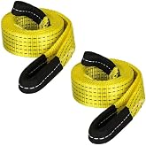 2 Pack 6' x 2" Lifting Sling Straps, 6 Feet Heavy Duty Lift Rigging Strap Tree Saver Recovery Securing Straps, Polyester Flat Towing Web Sling Winch Strap for Trailer, Hoist, Truck.