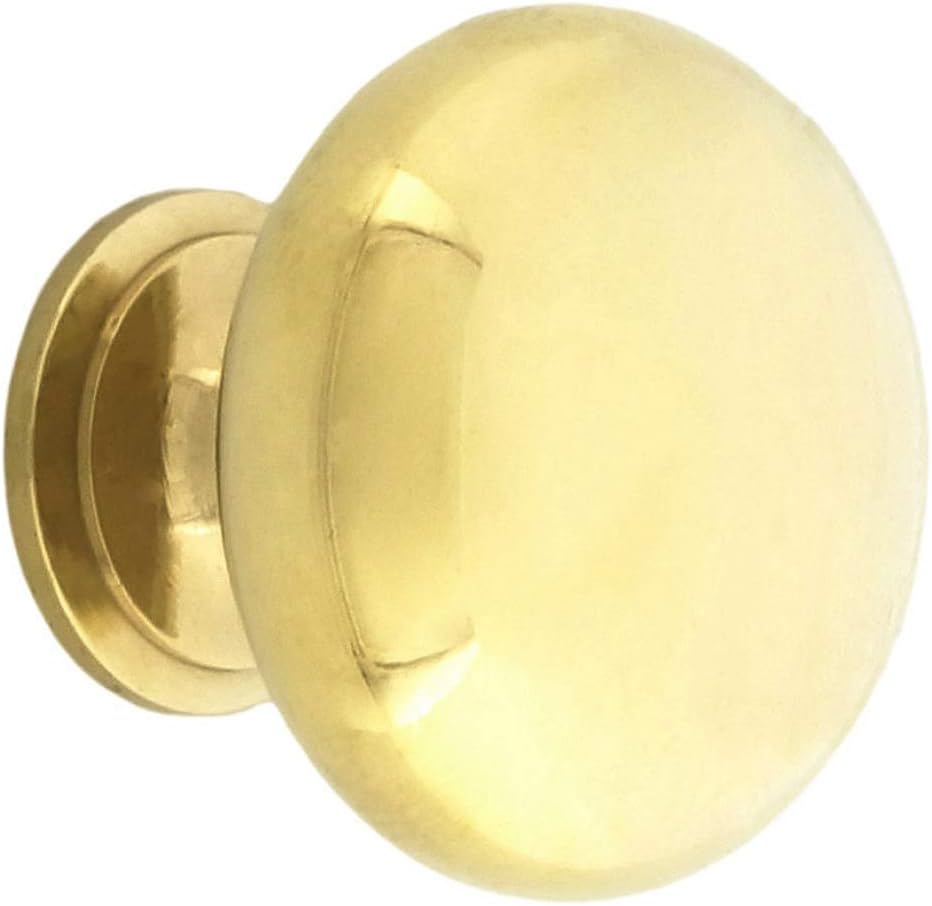 Solid Brass Unlacquered Polished Brass Knob Brass Round Drawer Knob (Small 1