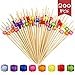 DLOnline 200 Counts 4.7 Inches Acrylic Pearl Fruit Sticks,Wooden Party Picks for Appetizer,Drink,Sandwich,and Cupcake,Bamboo Cocktail Toothpicks for Wedding Birthday Party Supplies (8 Colors)