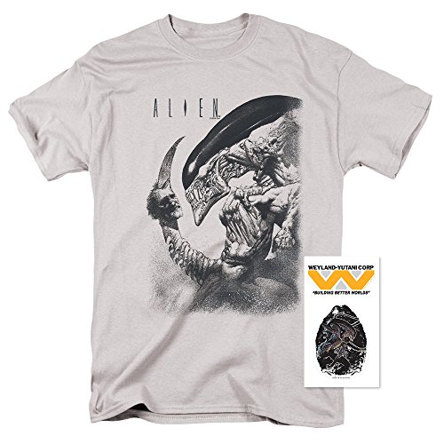 Alien Movie Simon Bisley Art T Shirt & Exclusive Stickers (Large)