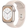 Apple Watch Series 8 [GPS, 45mm] - Starlight Aluminum Case with Starlight Sport Band, M/L (Renewed)