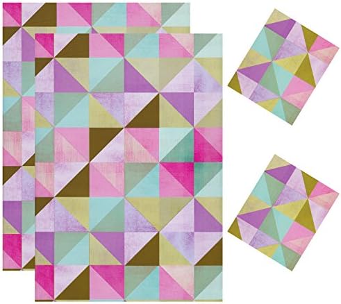 Pick from 14 Designs - 2 Sheets Birthday Gift Wrapping Paper & 2 Tags 50cm x 70cm (Geometric D7)