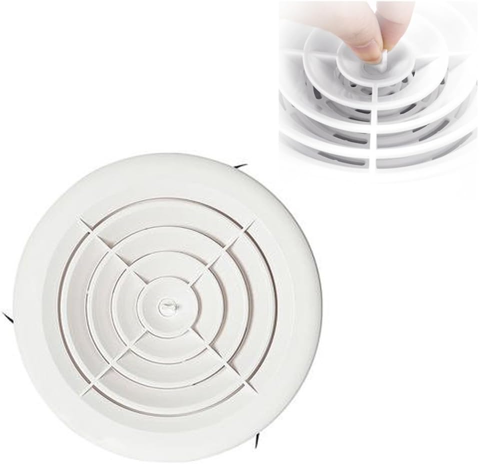 Hon&Guan 75mm Round Adjustable Air Vent with Flyscreen Mesh 3 Inch Closeable Circular Ventilation Grille Vents Cover Indoor for Walls Ceiling - Image 5