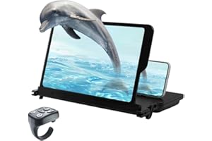FIOPET Screen Magnifier Version, 2026 New 3D HD Mobile Phone Magnifier Projector Screen with Fingertip Bluetooth Remote, 12 inch Portable Foldable Phone Screen Amplifier Screen Enlarger for Movies Videos (1)