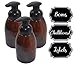 3 Pack Firefly Craft Amber Plastic Foaming Bottles with Chalkboard Labels, 14 ounces each
