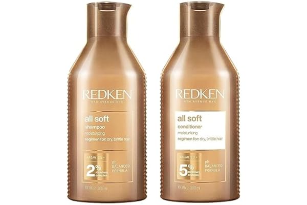 Redken All Soft Shampoo and Conditioner Set, For Dry/Brittle Hair, Moisturizes & Provides Intense Softness and Shine, With Ar