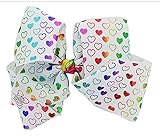 JoJo Siwa Large Cheer Hair Bow (White w/Foil Hearts)