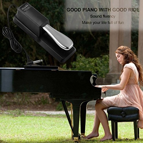 Sustain Pedal for Keyboard, LESHP Damper Sustain Pedal, 6 feet cable with 1/4 inch plug For Yamaha Piano Casio Keyboard Sustain Ped, Yamaha, Roland, Casio, Korg, Behringer, Moog - Universal Foot Pedal