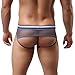 YiZYiF Men's Underwear Mesh Open Butt Briefs Jockstrap Bikinis Panty Grey Medium
