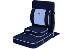 Friends Of Meditation Extra Large Meditation Chair | Floor Chair with Back Support | Yoga Chairs for Adults | Portable Folding Chair | Yoga Chair with Cushion & Meditation Block | Navy Blue | 24x22 in