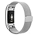 Vancle Fitbit Charge 2 Band, Milanese Stainless Steel Metal Replacement Accessory Bracelet Strap with Magnet Lock for Fitbit Charge 2 (No Tracker) (Silver, Large)