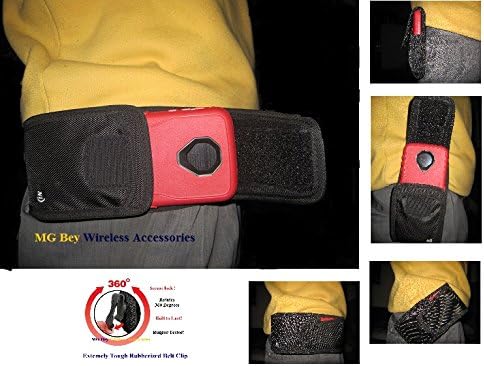 Nite Ize Extended Black Wide Cargo Heavy Duty Rugged XX-large Holster Pouch Swivel 360 Rotating Clip Fits Sony Xperia XA1 W/ Hybrid Cover Case On Cellphone