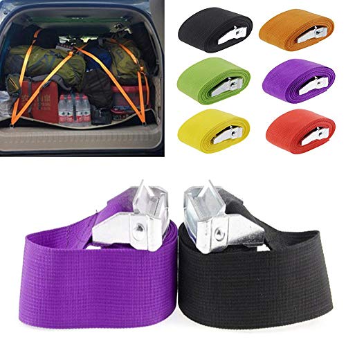 YOUNGFLY 1M Car Buckle Tie-Down Belt Cargo Straps for Motorcycle Bike Luggage Bag Tow Rope Strong Ratchet Purple