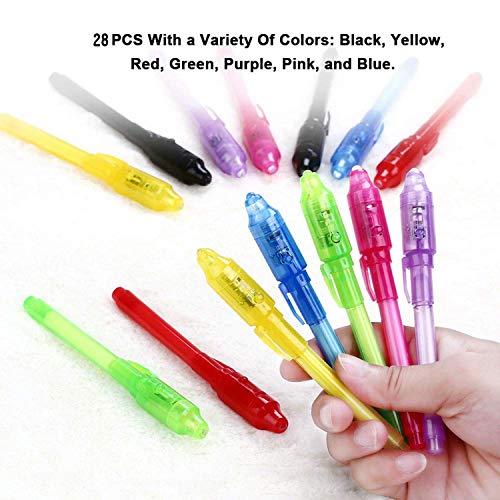 SCStyle Invisible Ink Pen 28Pcs Latest 2019 Spy Pen with UV Light Magic Marker Kid Pens for Secret M - //coolthings.us