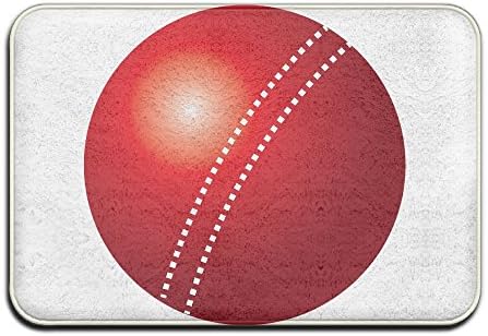 Non-slip Stain Fade Resistant Door Mat Red Cricket Ball Living Dining Room Rug 23.615.70.39Inch