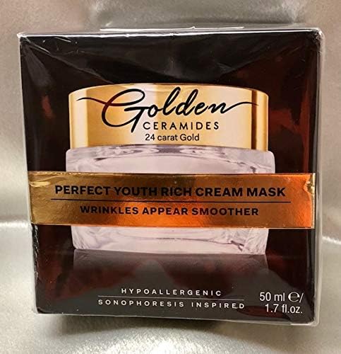 GOLDEN CERAMIDES 24 carat Gold. HYPOALLERGENIC. PERFECT YOUTH RICH CREAM MASK. Wrinkles Appear Smoother Age group 30-70 1.7 FL OZ