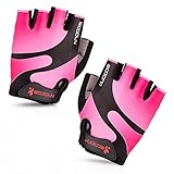 BOODUN Cycling Gloves with Shock-absorbing Foam Pad Breathable Half Finger Bicycle Riding Gloves Bike Gloves B-001, Pink, Medium