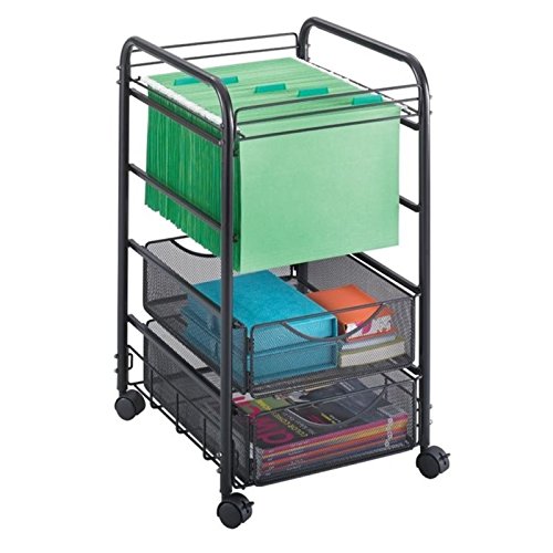 Scranton & Co 2 Drawer Mesh File Cart in Black