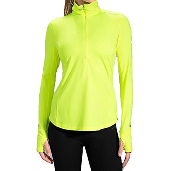 Brooks Dash Women's 1/2 Zip Running Top - Medium - Yellow at Amazon Womenâs Clothing store