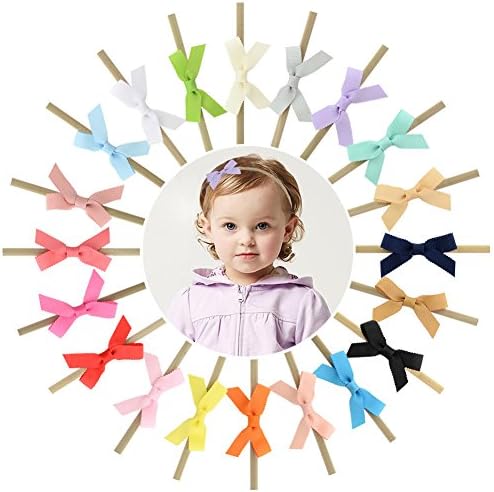 Rabbit Ears Cloth Bow–Stretch Headbands for Baby Toddler Girls Birthday, Party,Shower (20pack Hair Bows)