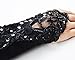 JISEN Women Banquet Party Fingerless Elegant Lace Embroidered Bridal Gloves 11 Inch Black