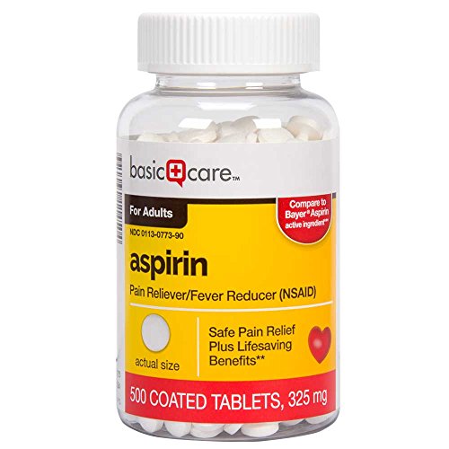 Basic Care Aspirin Regular Strength Tablets, 325mg, 500 Count